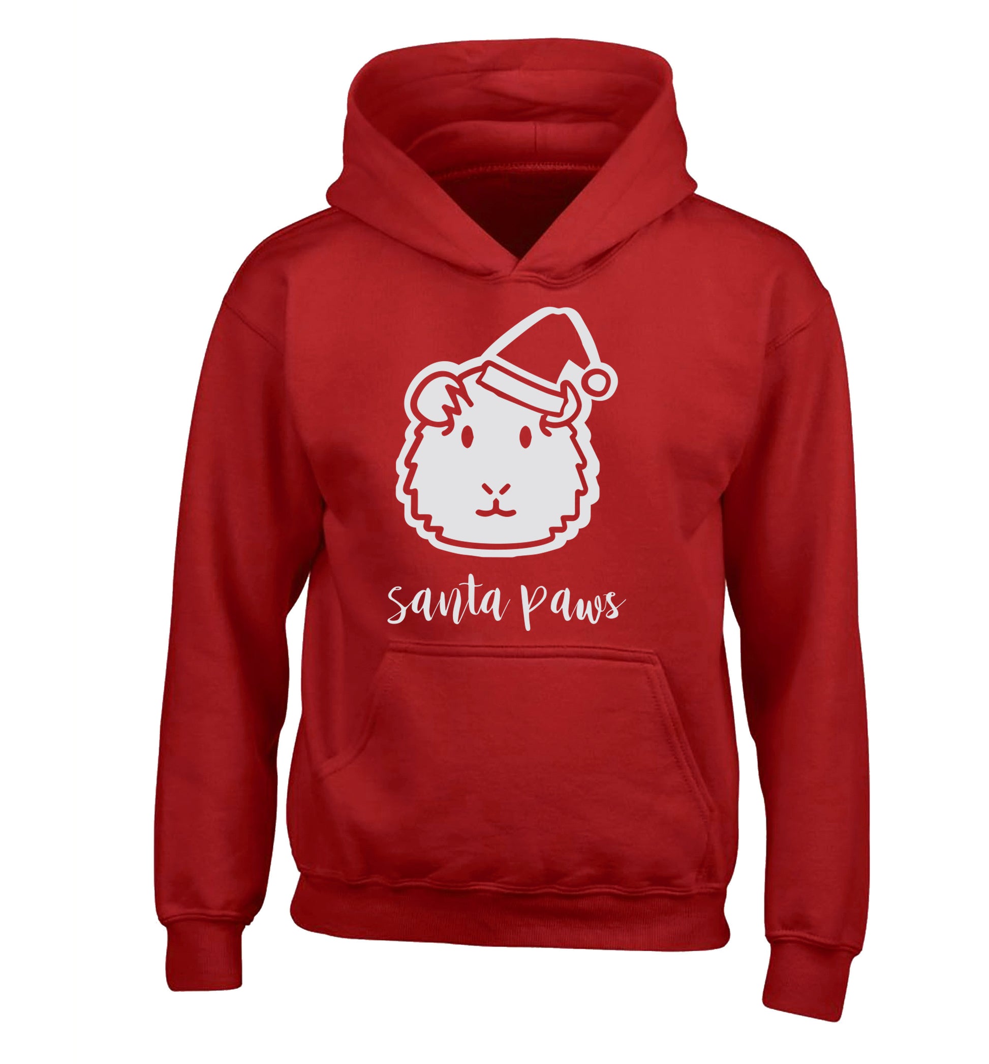 Guinea pig Santa Paws children's red hoodie 12-14 Years