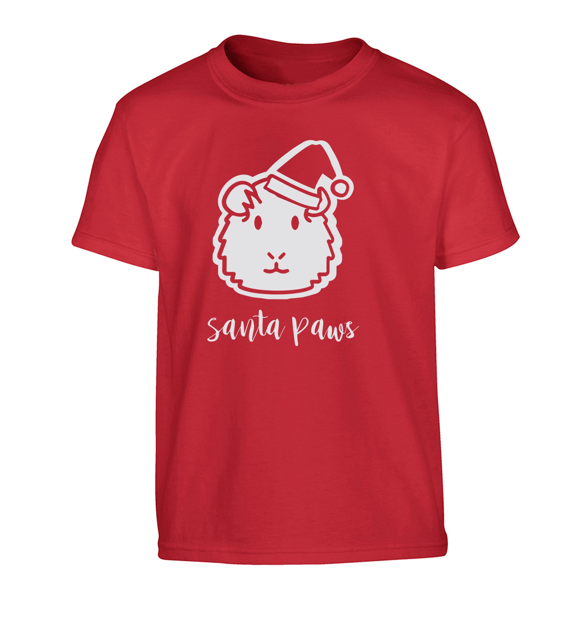 Guinea pig Santa Paws Children's red Tshirt 12-14 Years