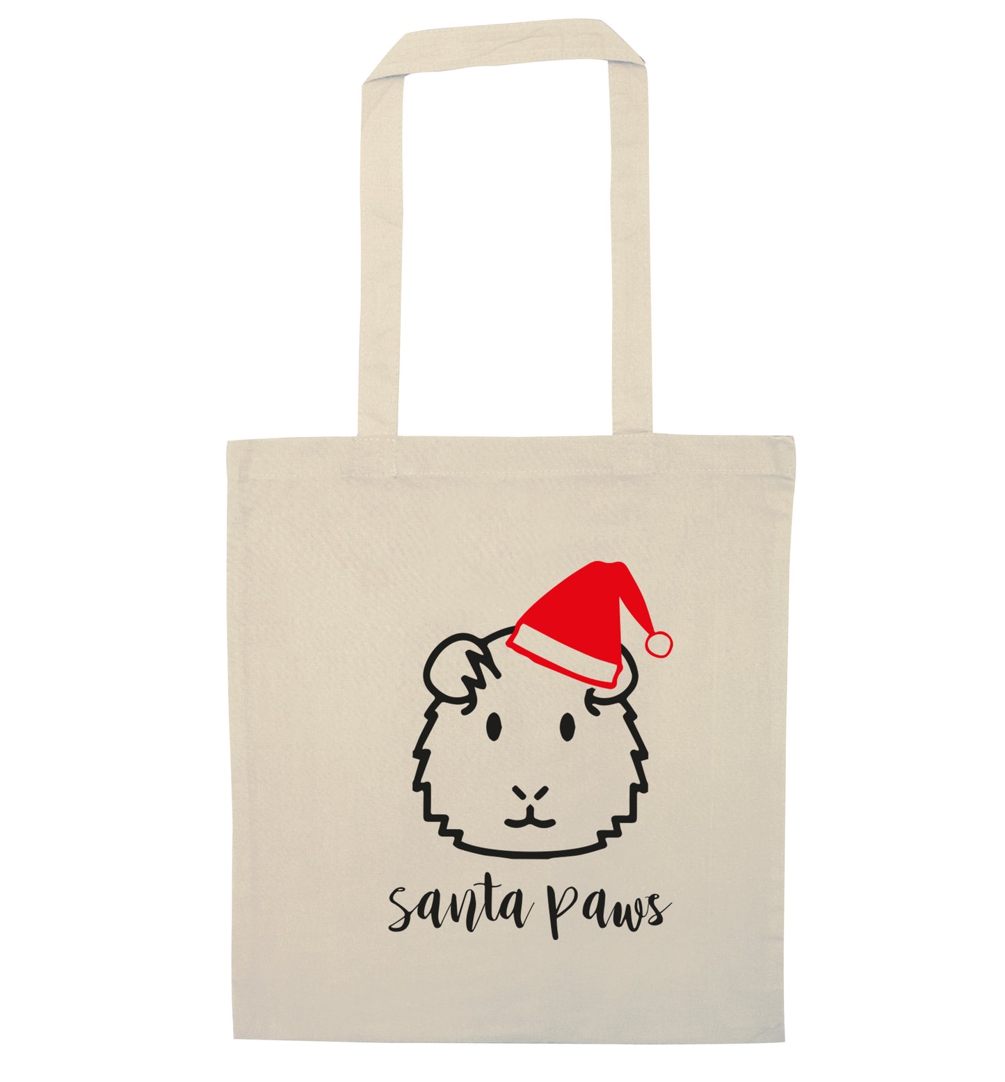 Guinea pig Santa Paws natural tote bag