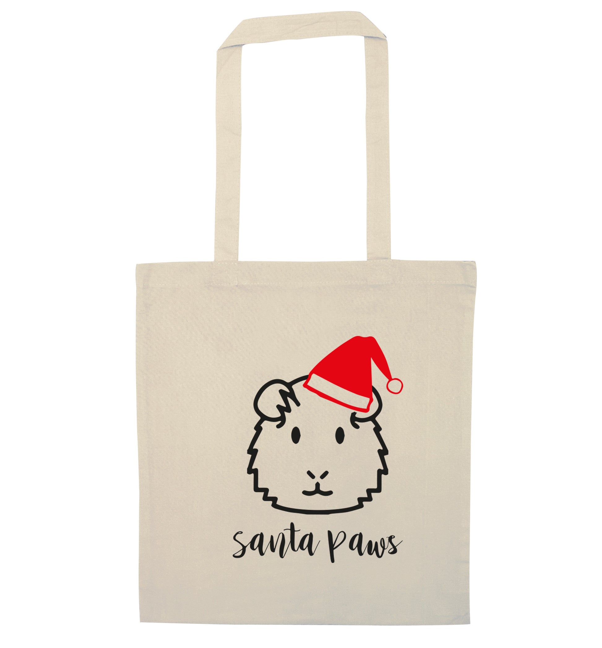 Guinea pig Santa Paws natural tote bag