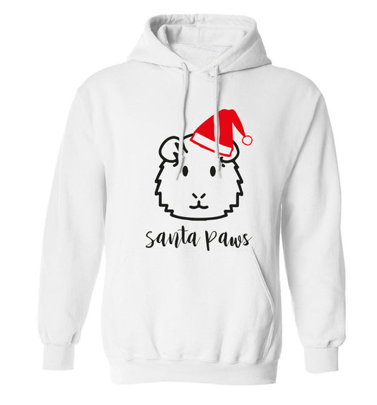 Guinea pig Santa Paws adults unisex white hoodie 2XL