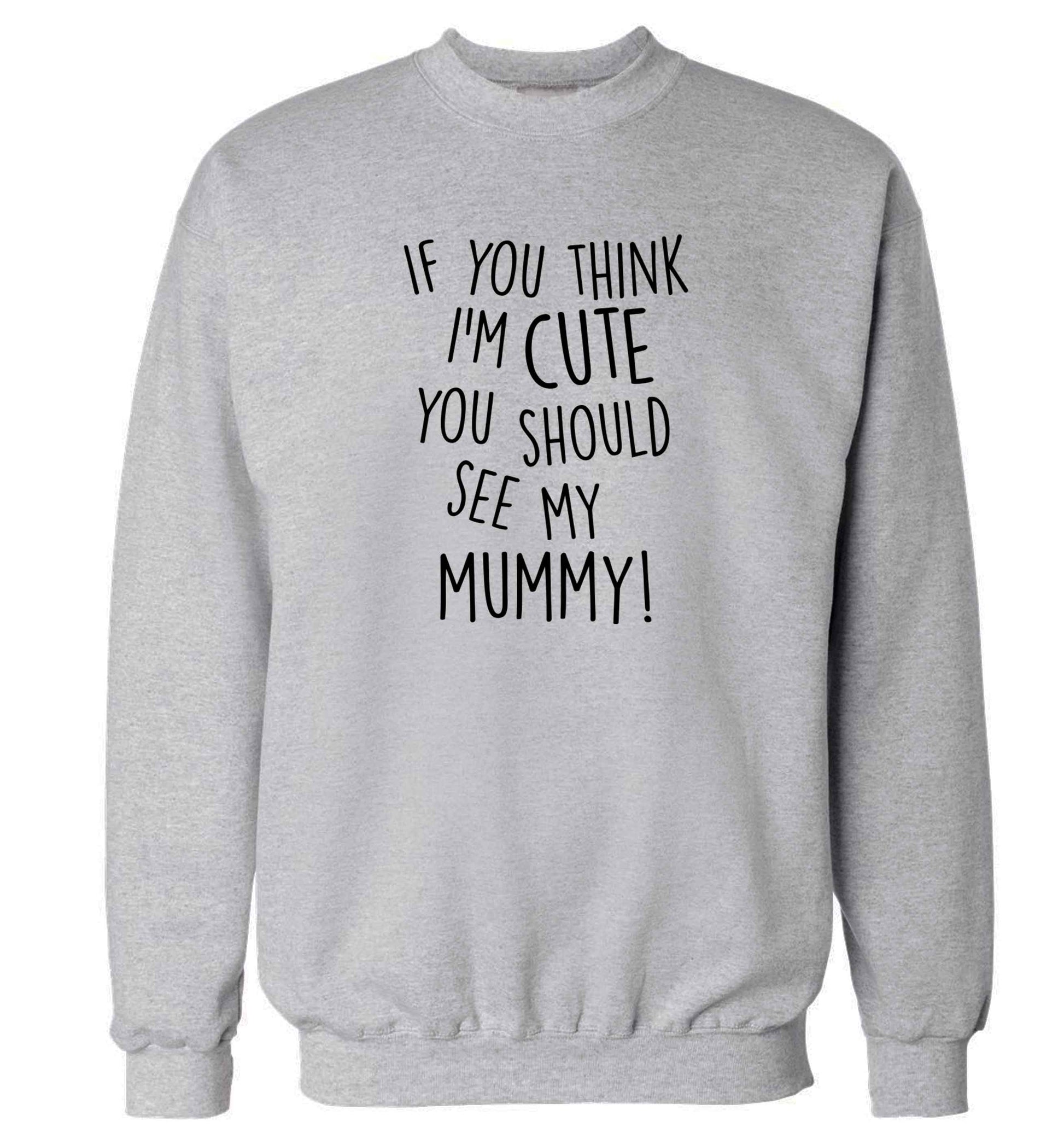 If you think I'm cute you should see my mummy adult's unisex grey sweater 2XL