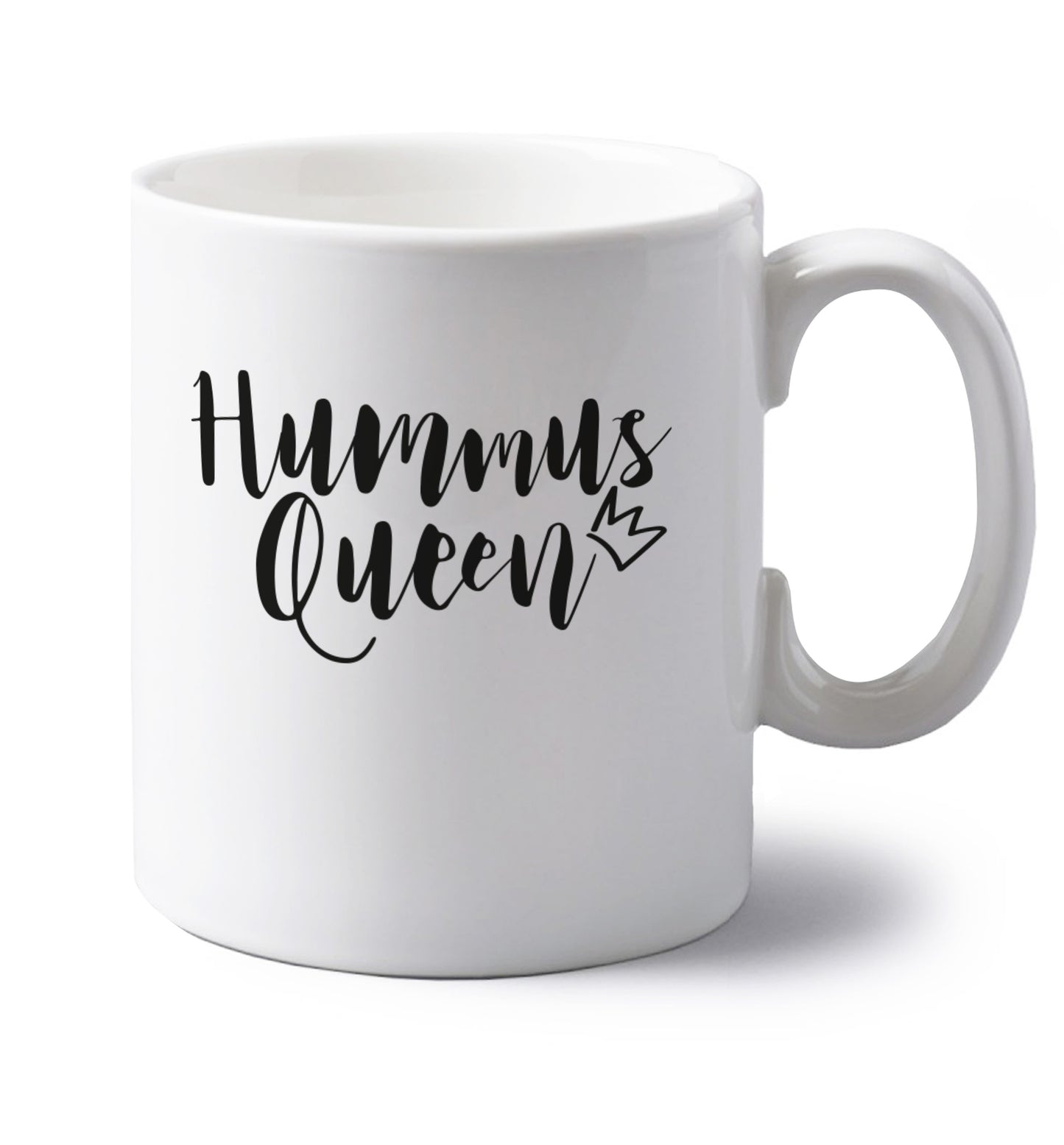 left handed white ceramic mug 