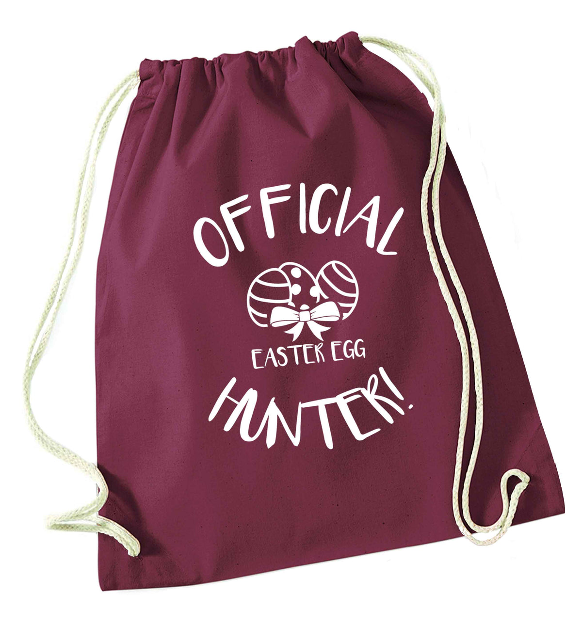 Official Easter egg hunter! maroon drawstring bag