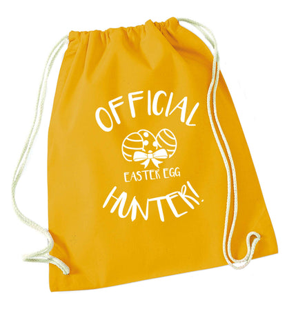 Official Easter egg hunter! mustard drawstring bag