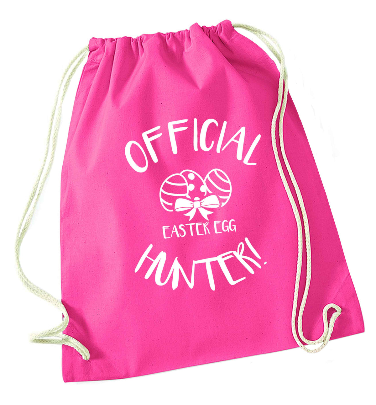 Official Easter egg hunter! pink drawstring bag