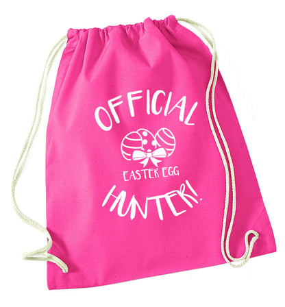 Official Easter egg hunter! pink drawstring bag
