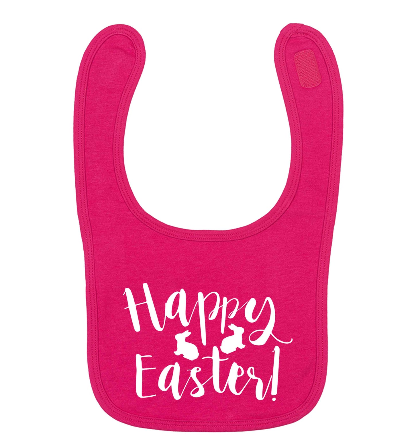 Happy easter dark pink baby bib