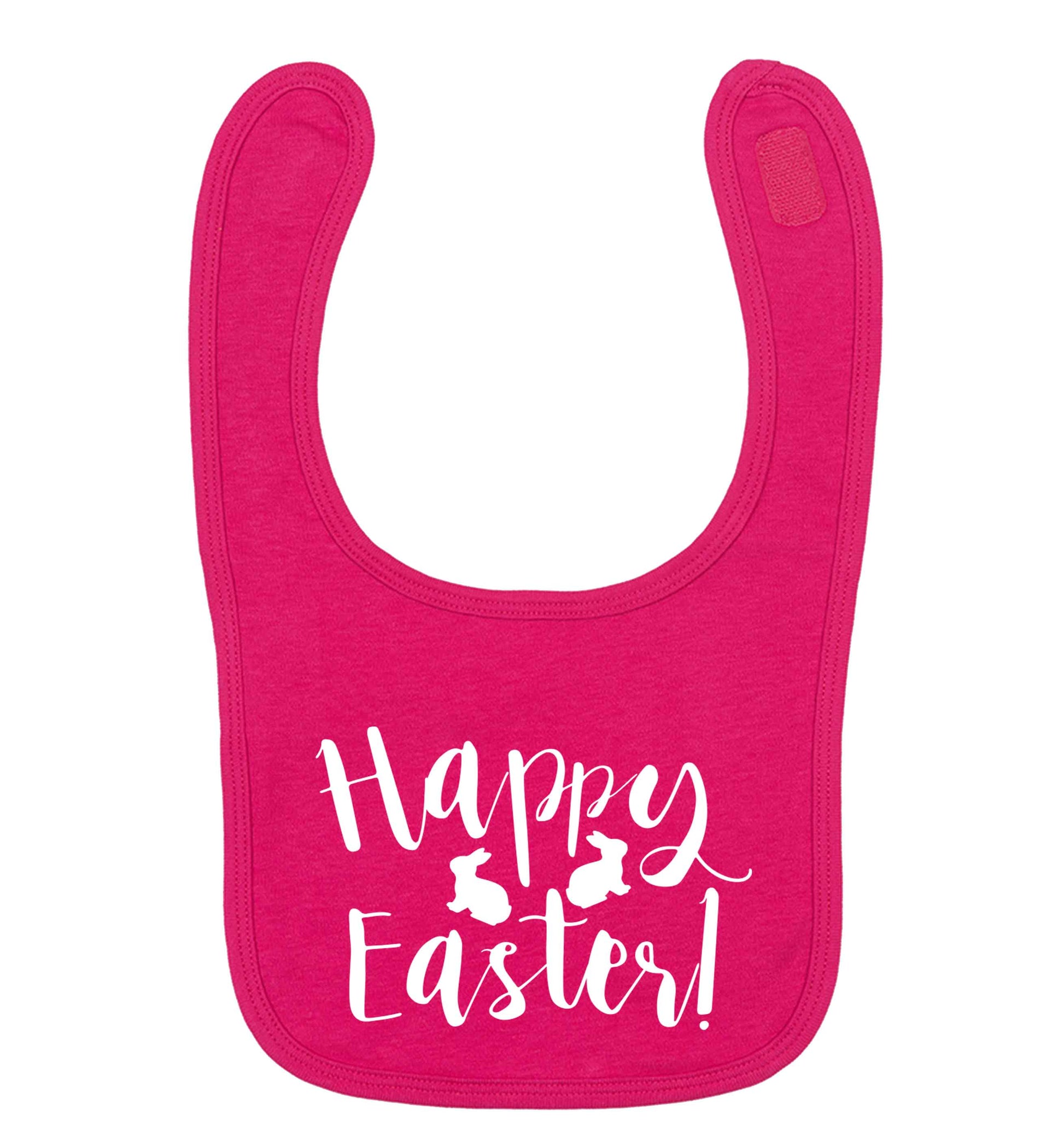 Happy easter dark pink baby bib