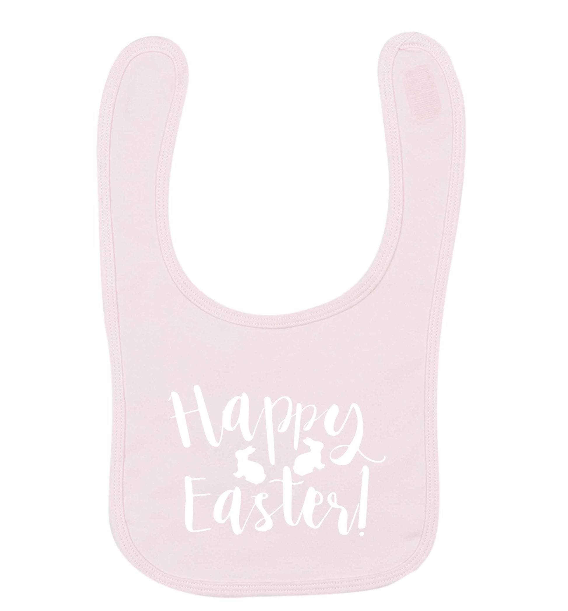 Happy easter pale pink baby bib