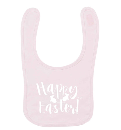 Happy easter pale pink baby bib