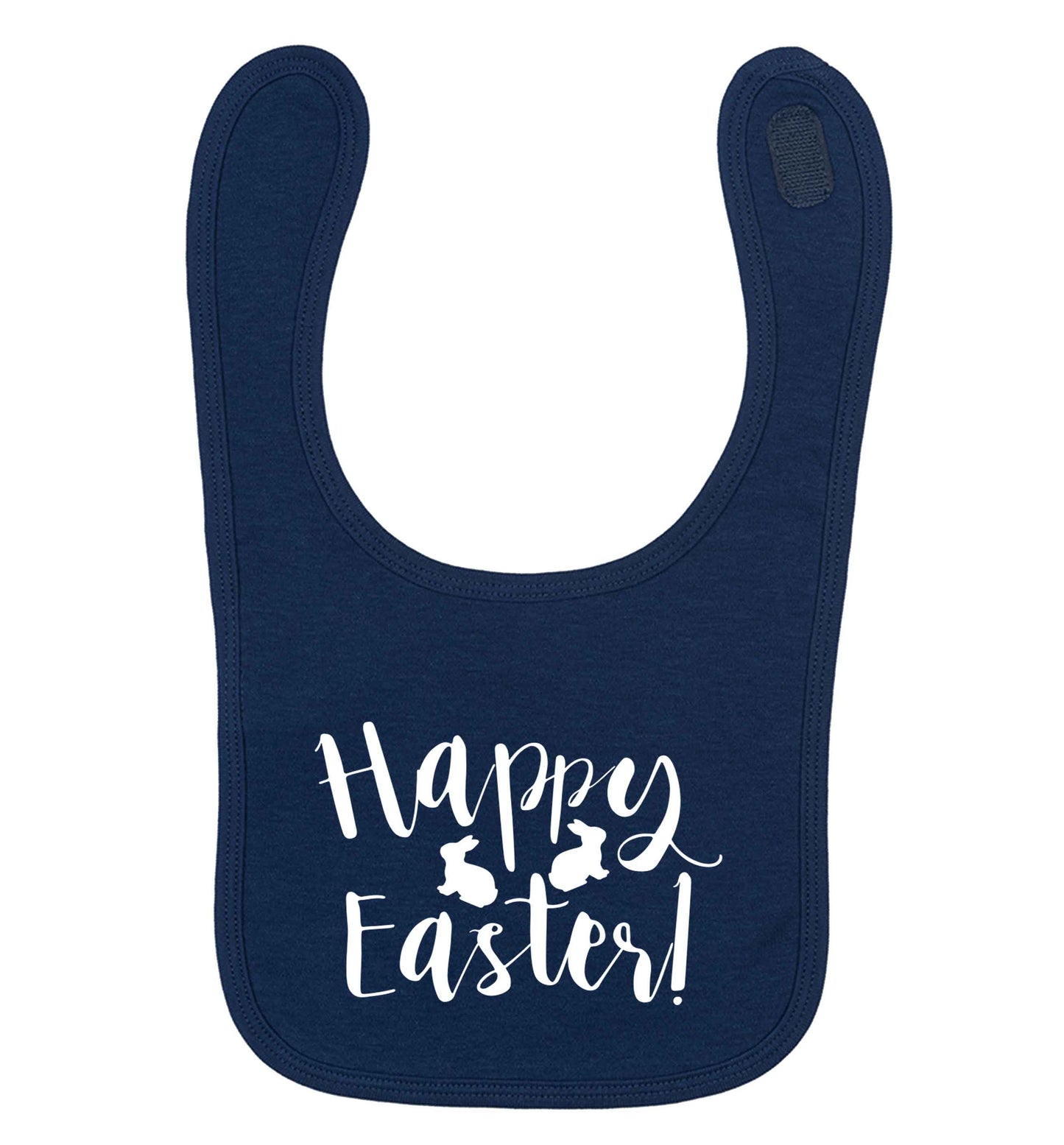 Happy easter navy baby bib