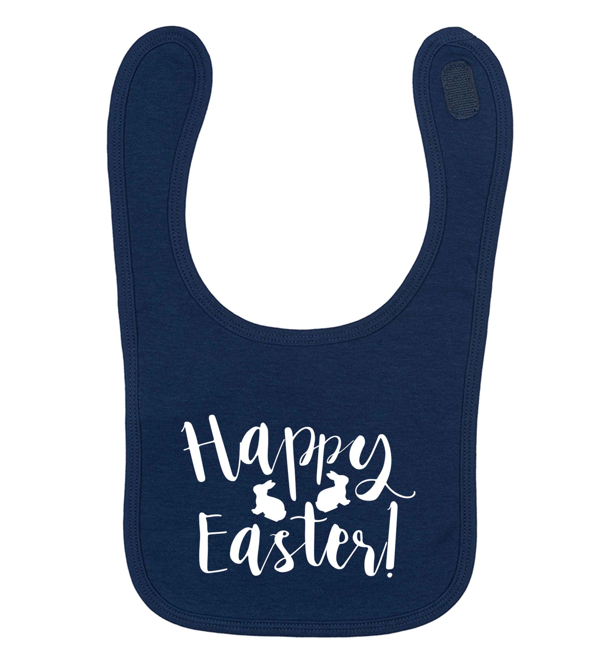 Happy easter navy baby bib