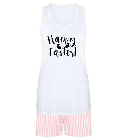 Happy easter size XL women's pyjama shorts set in pink 