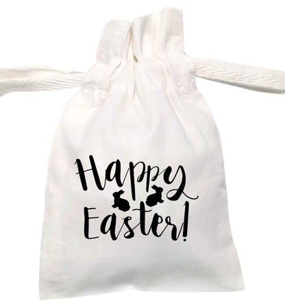 Happy easter script text | XS - L | Pouch / Drawstring bag / Sack | Organic Cotton | Bulk discounts available!
