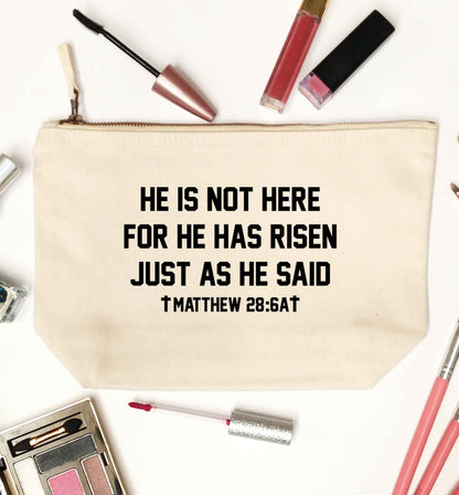He is not here for he has risen just as he said matthew 28:6A natural makeup bag