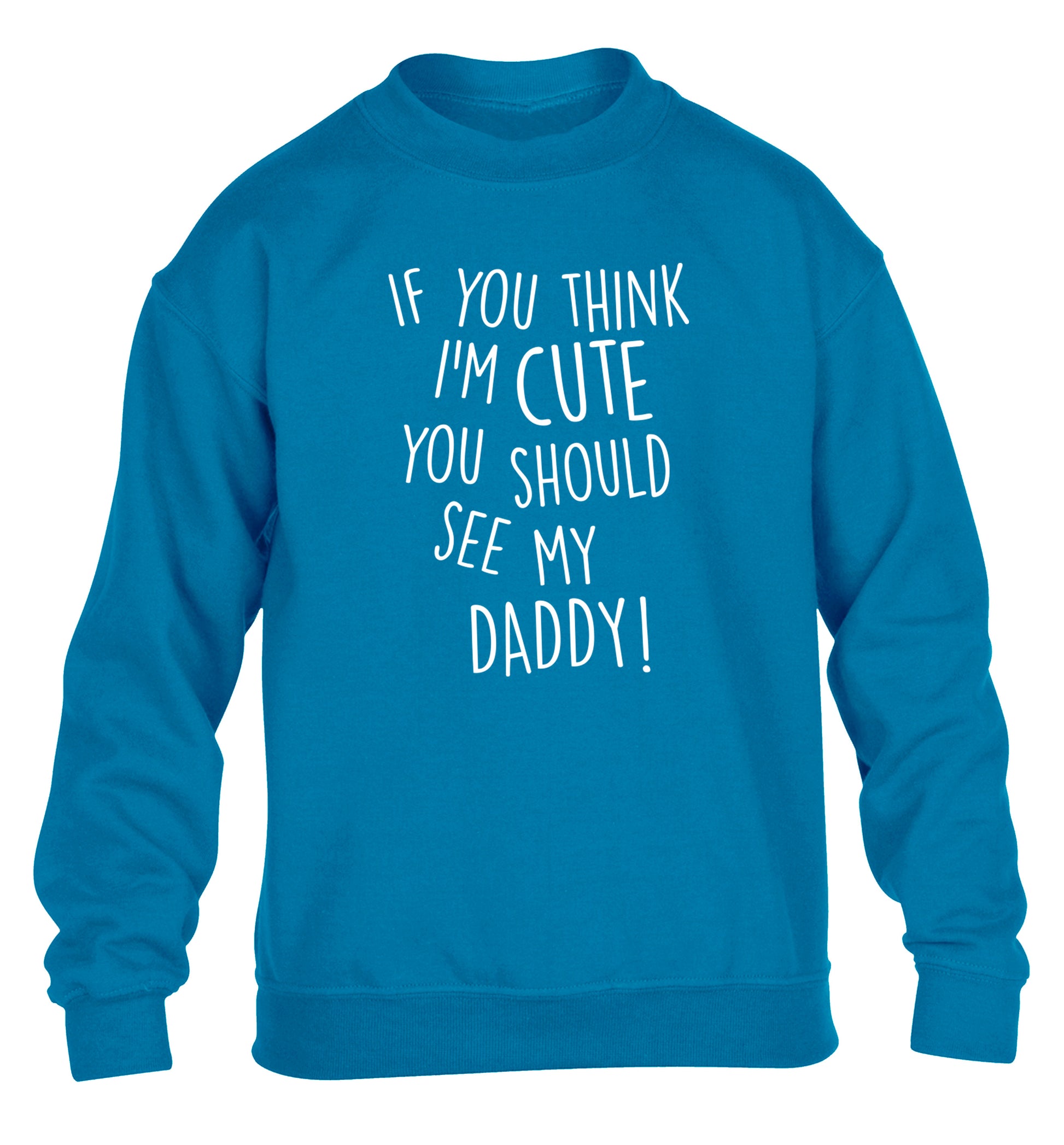 If you think I'm cute you should see my daddy children's blue sweater 12-14 Years