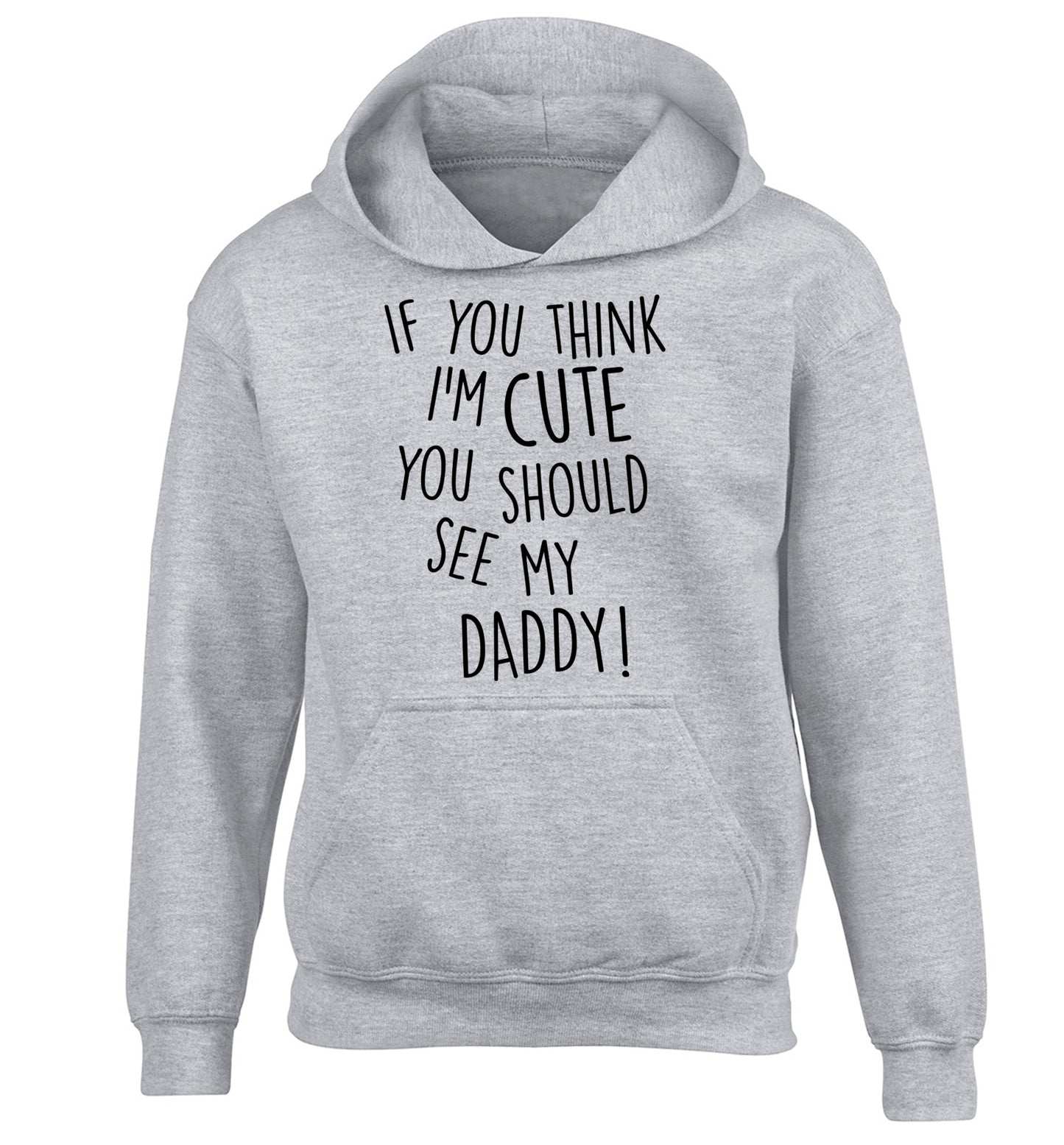 If you think I'm cute you should see my daddy children's grey hoodie 12-14 Years