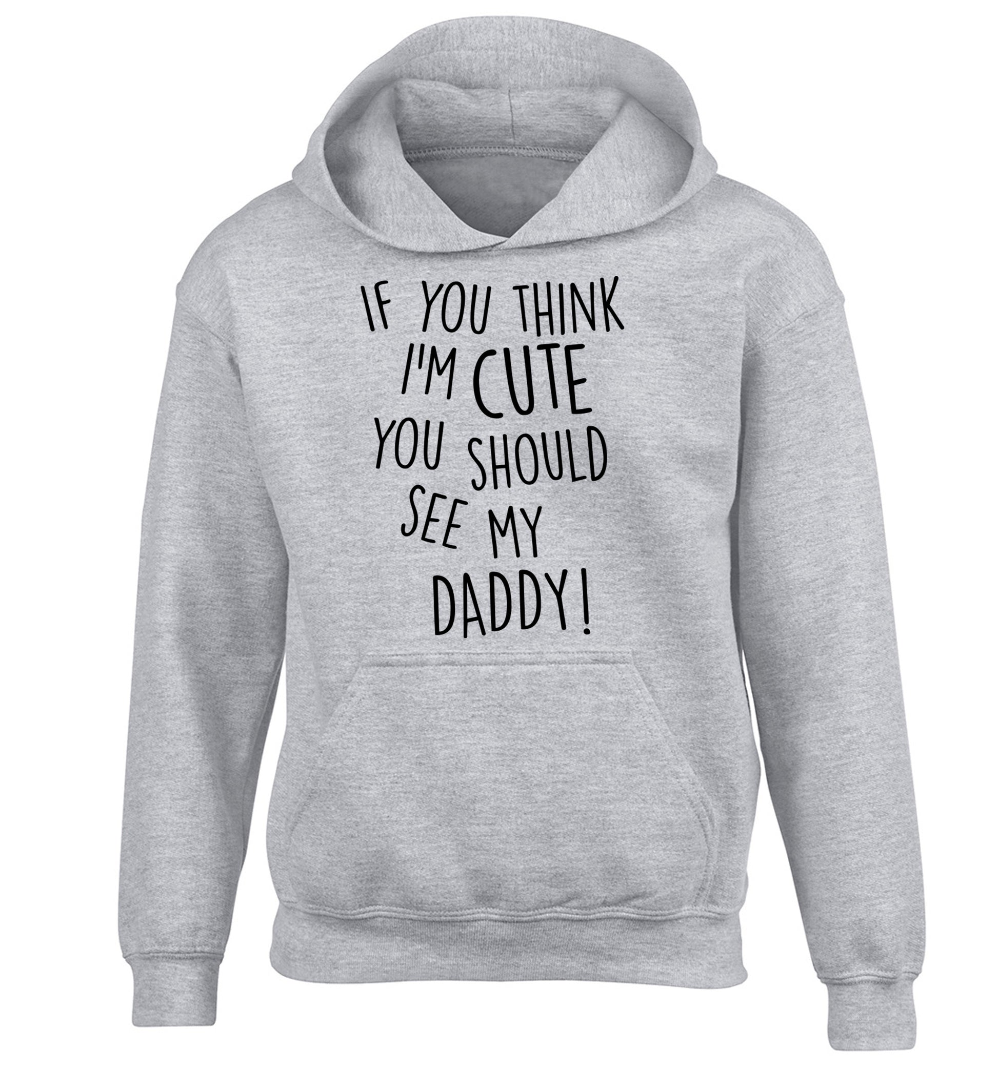 If you think I'm cute you should see my daddy children's grey hoodie 12-14 Years