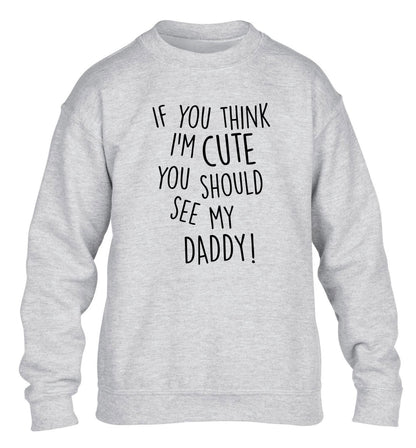 If you think I'm cute you should see my daddy children's grey sweater 12-14 Years