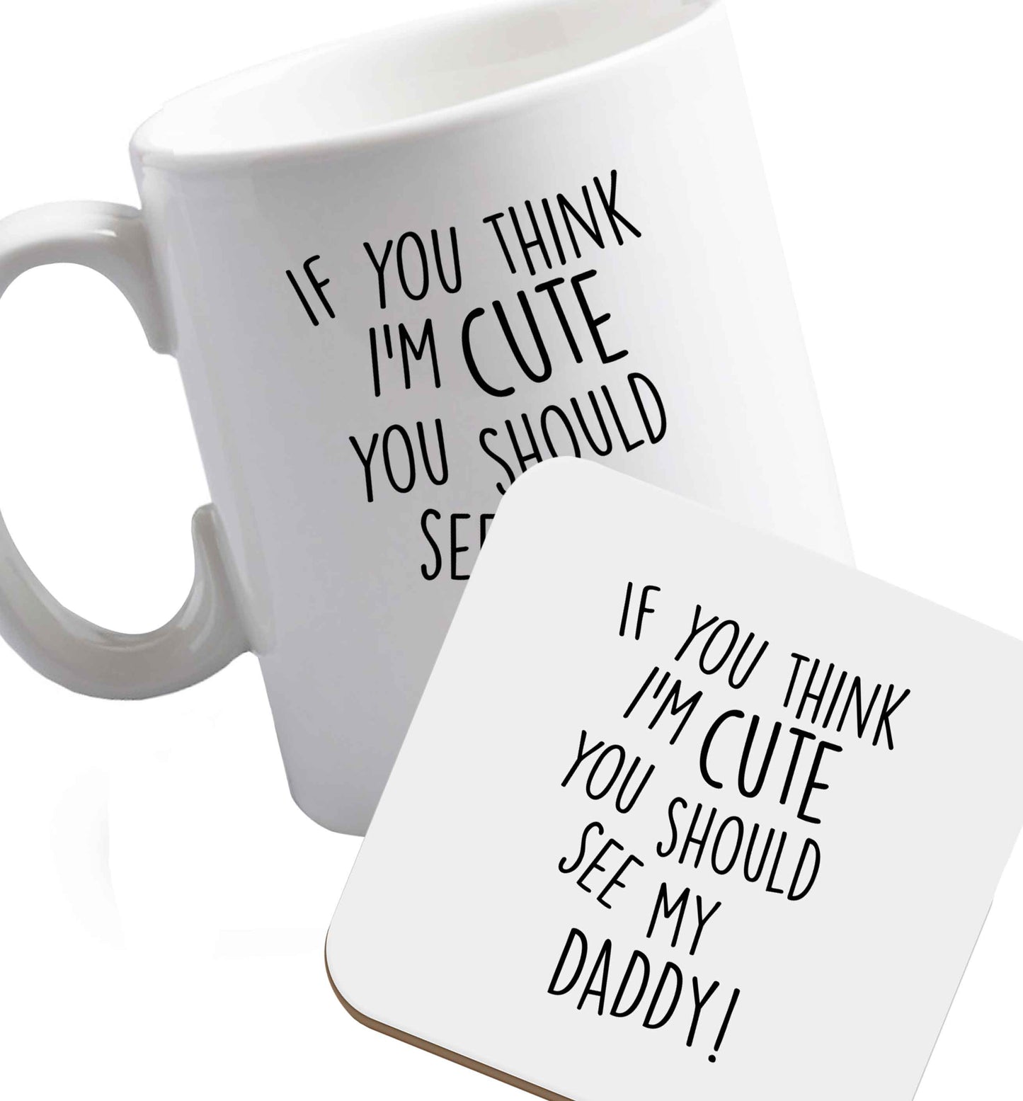 10 oz Favourite Type Pan Pancake ceramic mug and coaster set right handed
