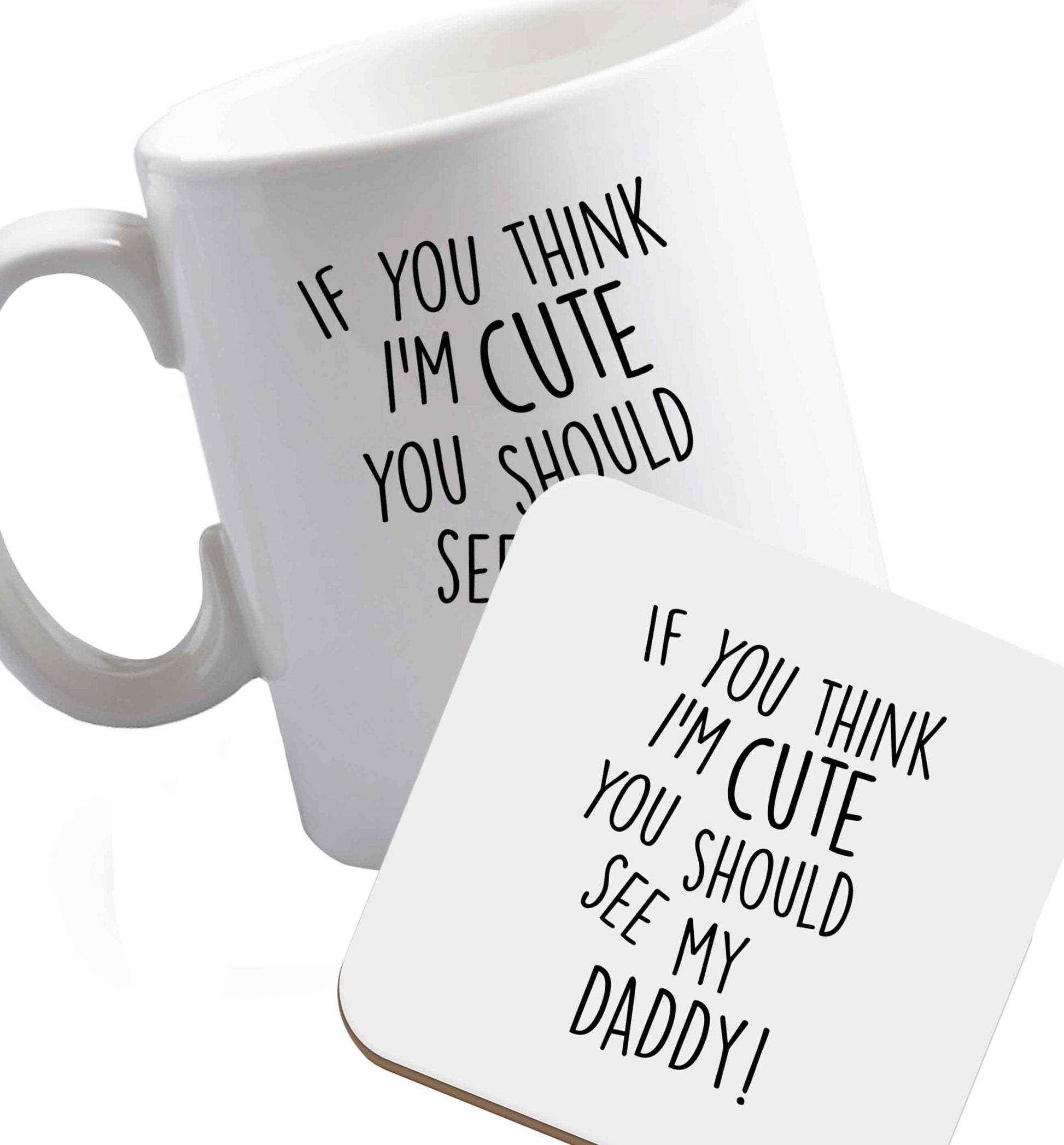 10 oz Favourite Type Pan Pancake ceramic mug and coaster set right handed