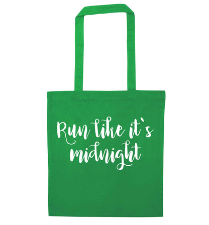 Run like it's midnight green tote bag