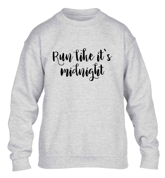 Run like it's midnight children's grey sweater 12-13 Years