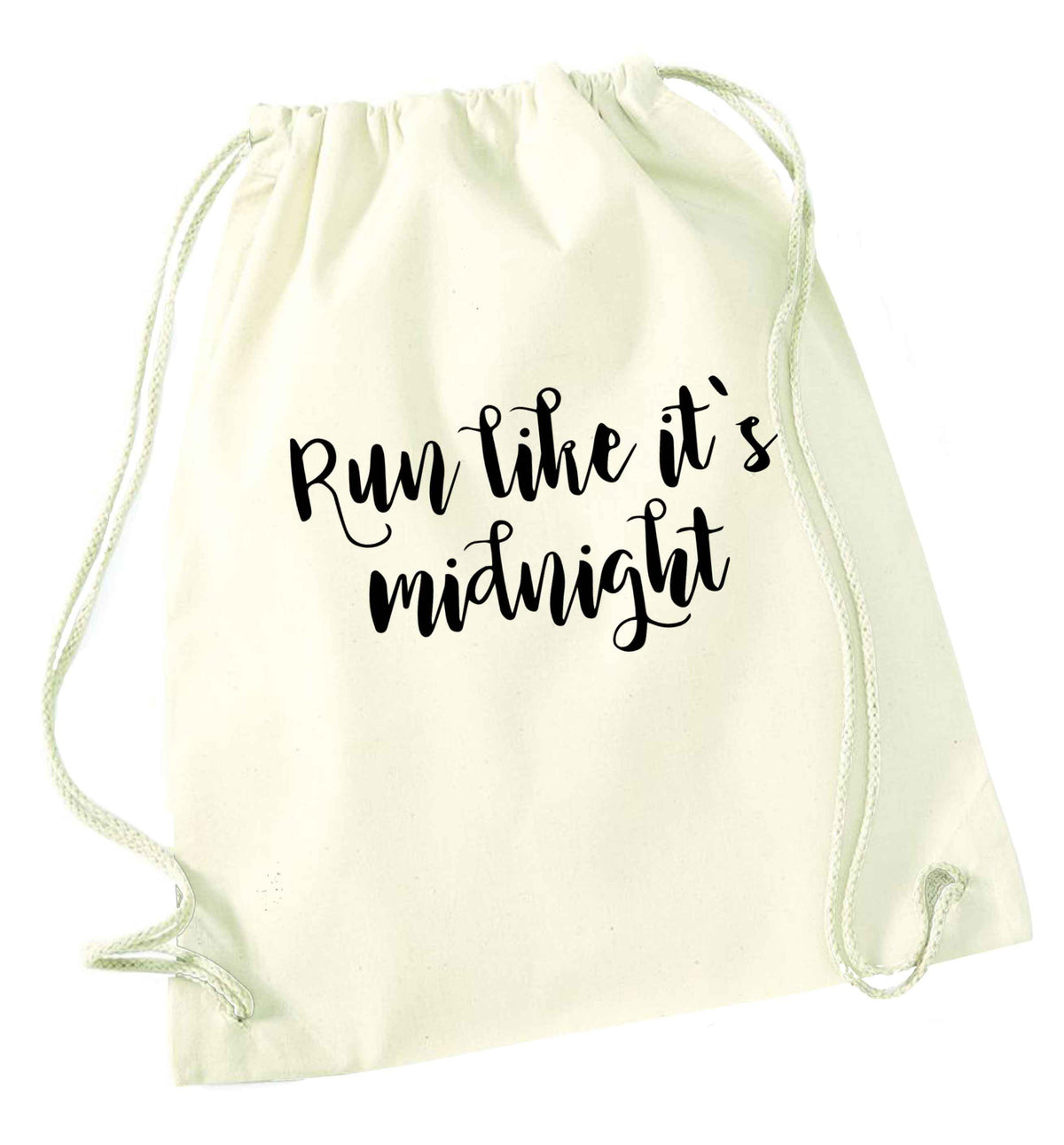 Run like it's midnight natural drawstring bag