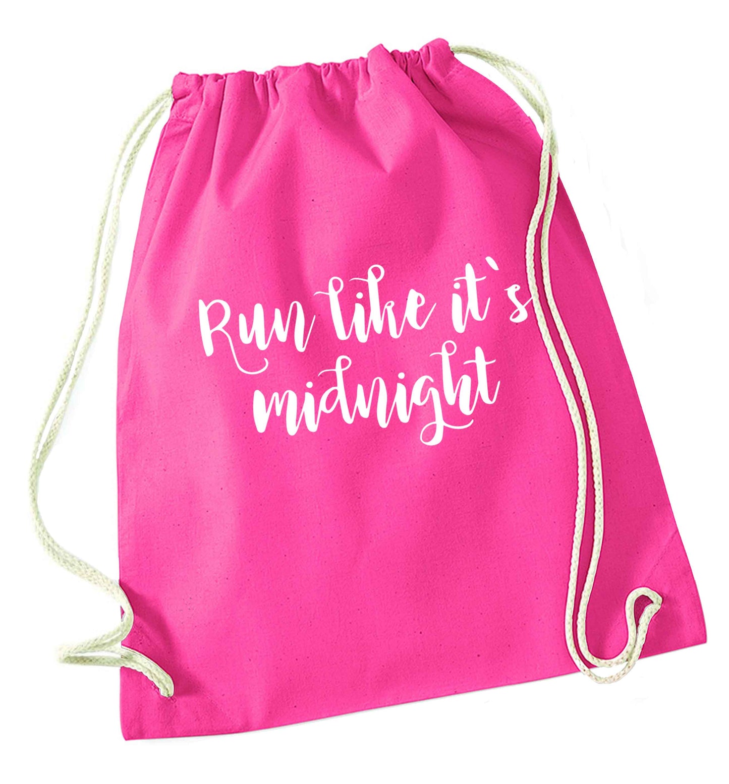 Run like it's midnight pink drawstring bag