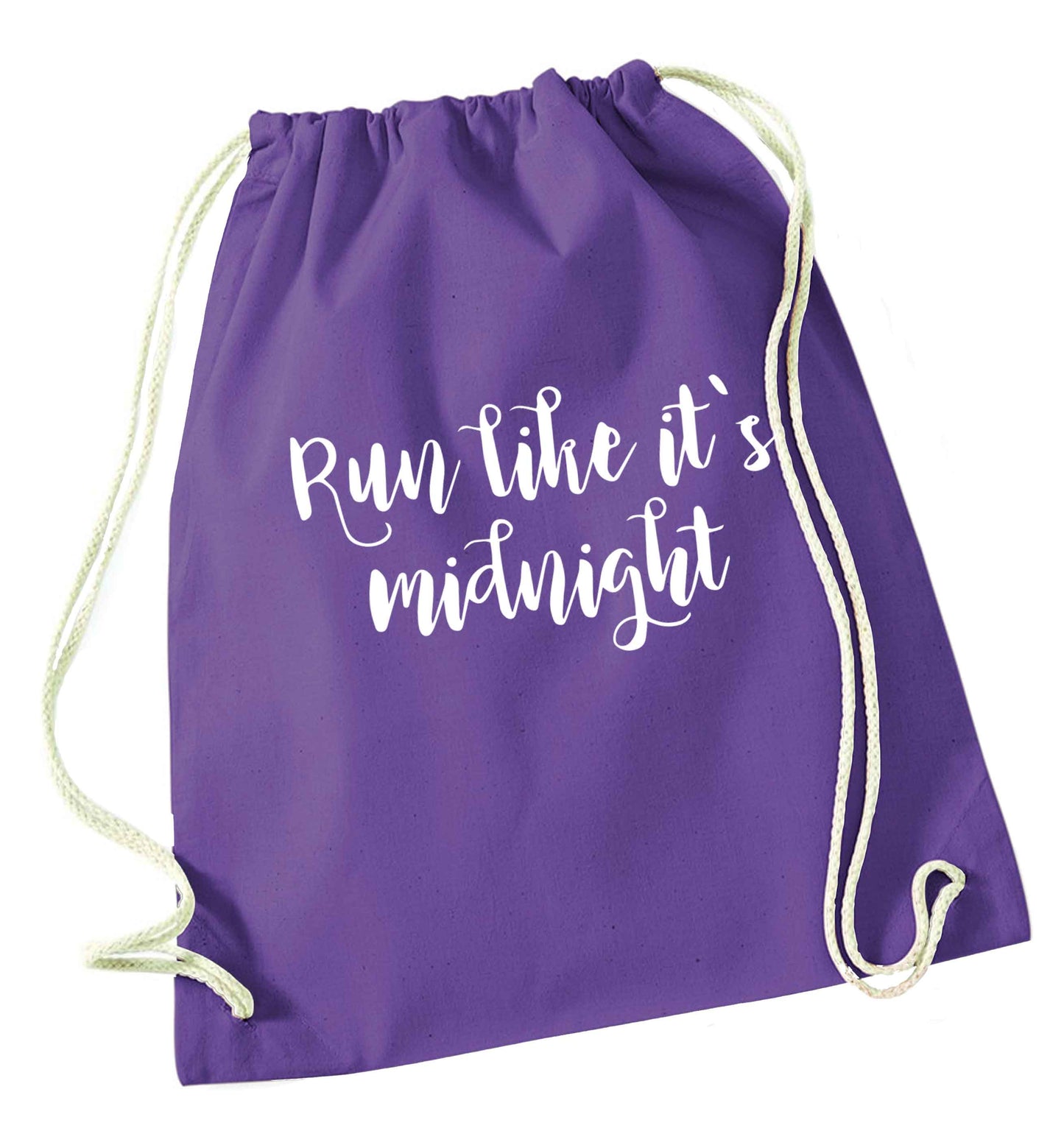 Run like it's midnight purple drawstring bag