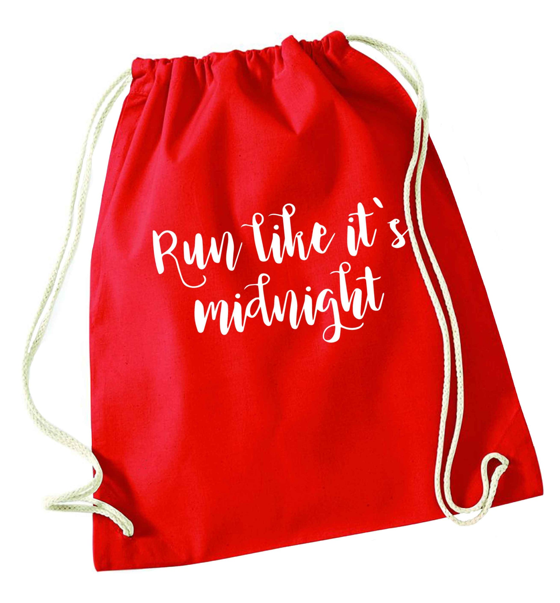 Run like it's midnight red drawstring bag 