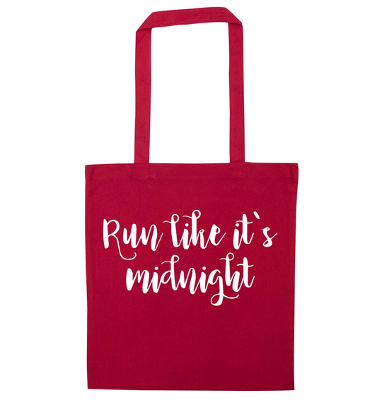 Run like it's midnight red tote bag