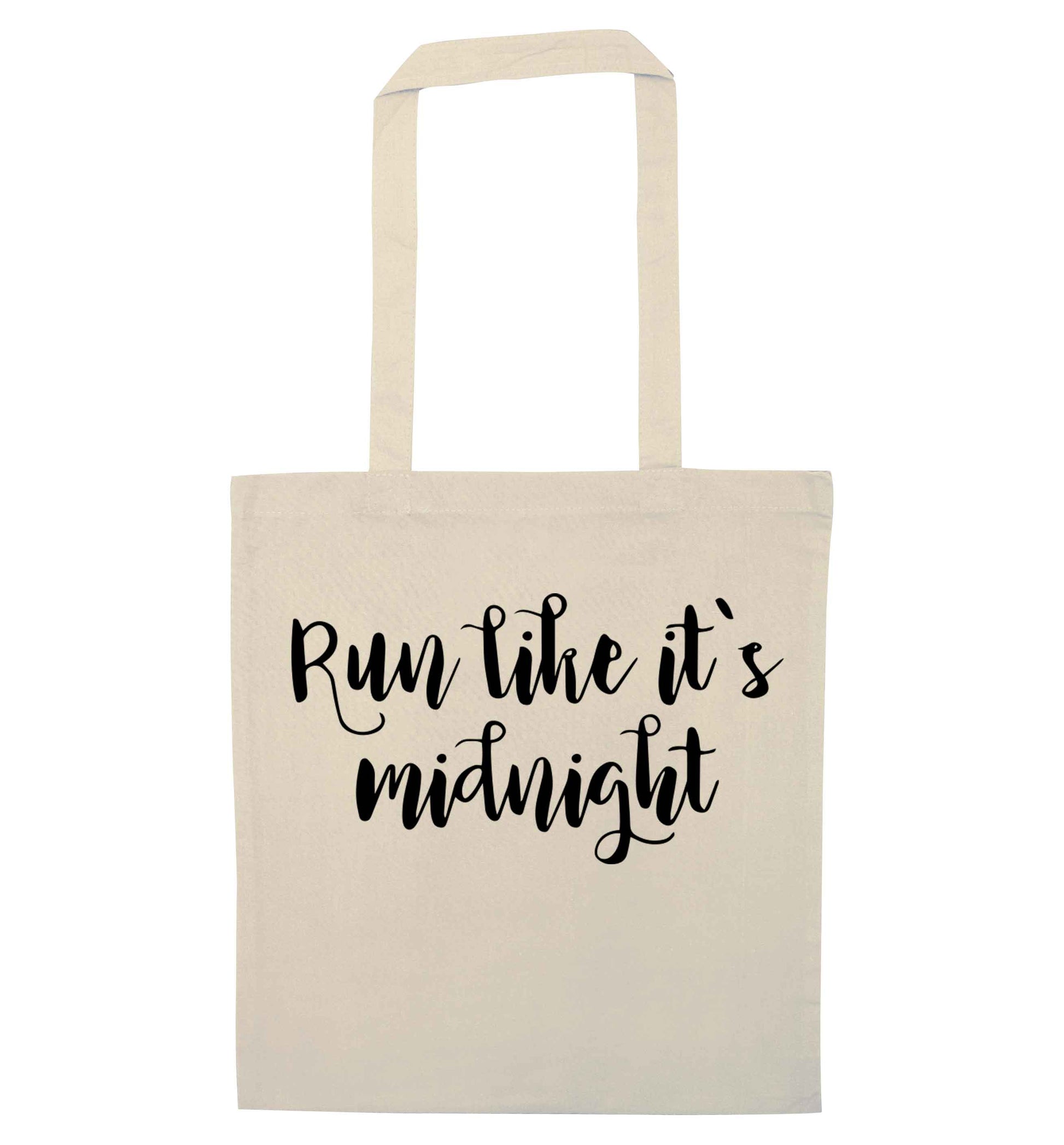 Run like it's midnight natural tote bag