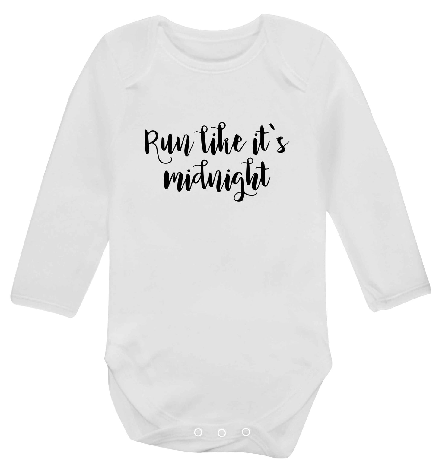 Run like it's midnight baby vest long sleeved white 6-12 months