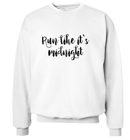 Run like it's midnight adult's unisex white sweater 2XL