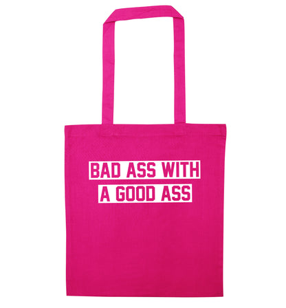 A bad ass with a good ass pink tote bag