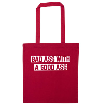 A bad ass with a good ass red tote bag