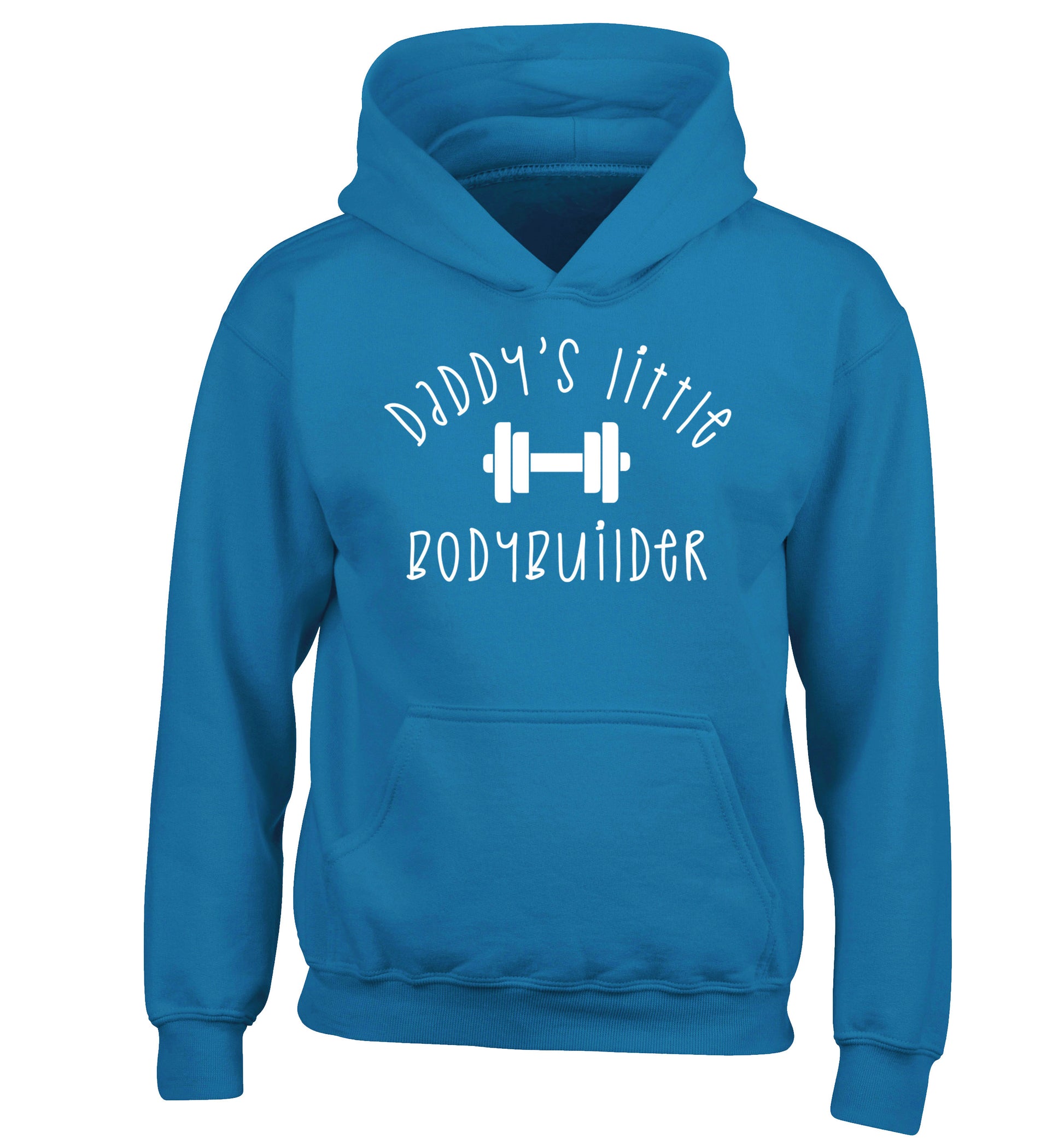 Daddy's little bodybuilder children's blue hoodie 12-14 Years