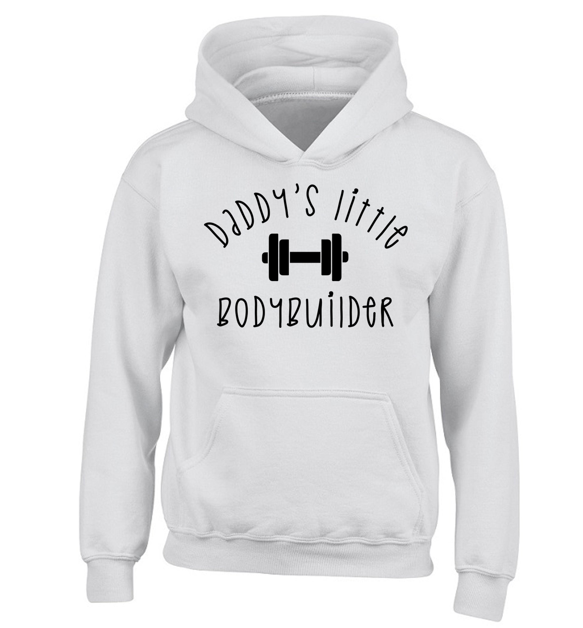 Daddy's little bodybuilder children's white hoodie 12-14 Years