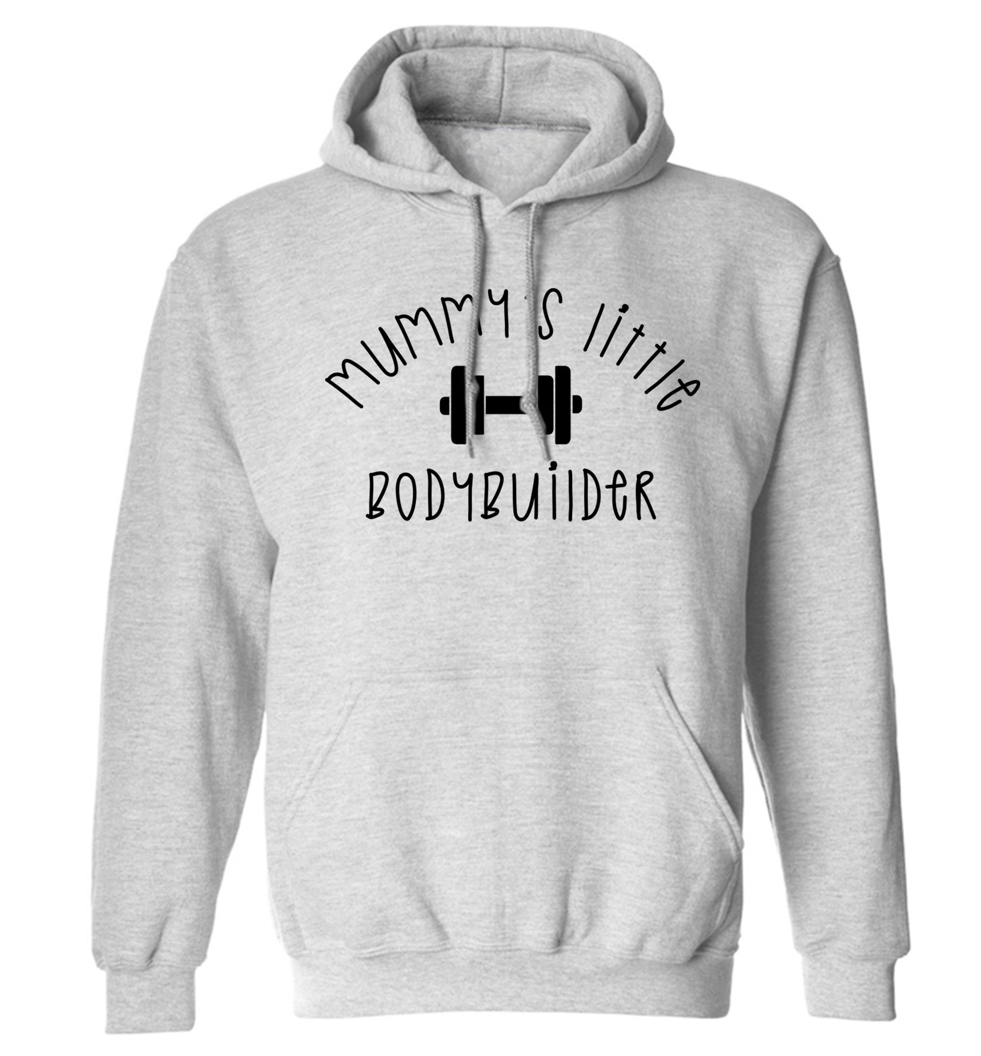 Mummy's little bodybuilder adults unisex grey hoodie 2XL