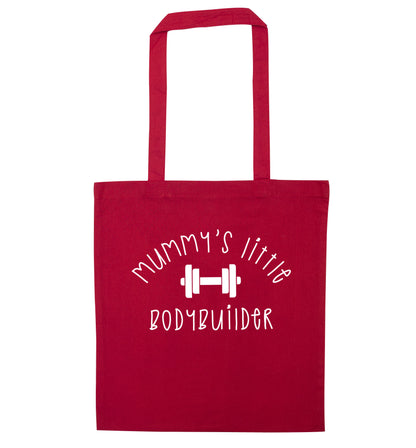 Mummy's little bodybuilder red tote bag