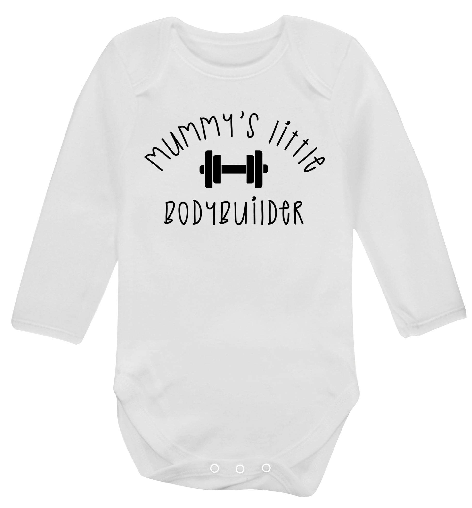 Mummy's little bodybuilder Baby Vest long sleeved white 6-12 months