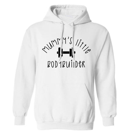 Mummy's little bodybuilder adults unisex white hoodie 2XL