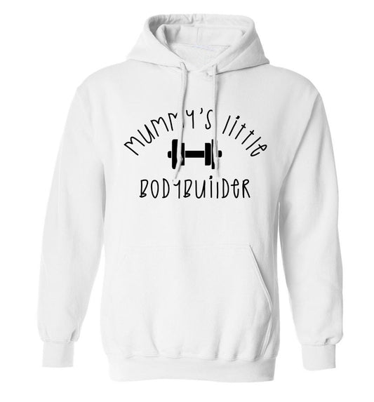 Mummy's little bodybuilder adults unisex white hoodie 2XL