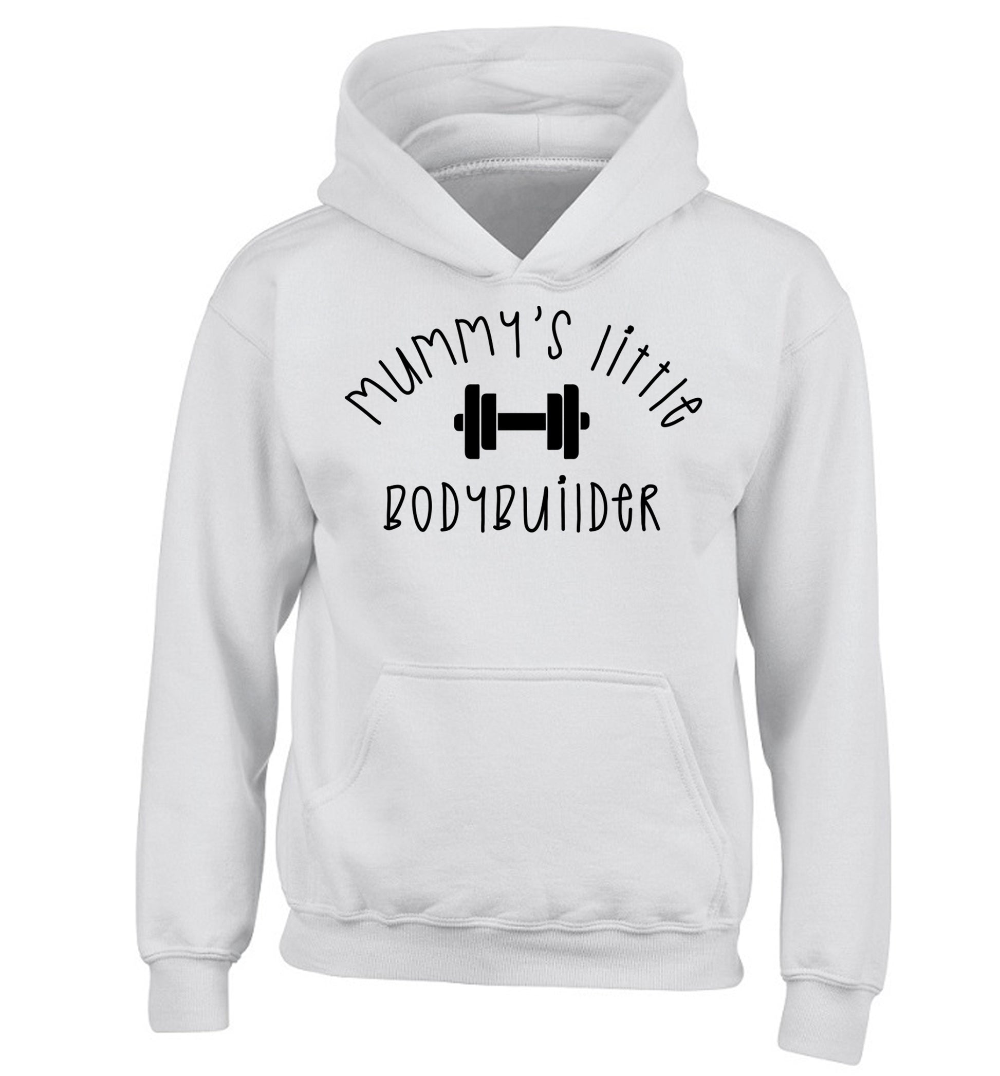 Mummy's little bodybuilder children's white hoodie 12-14 Years