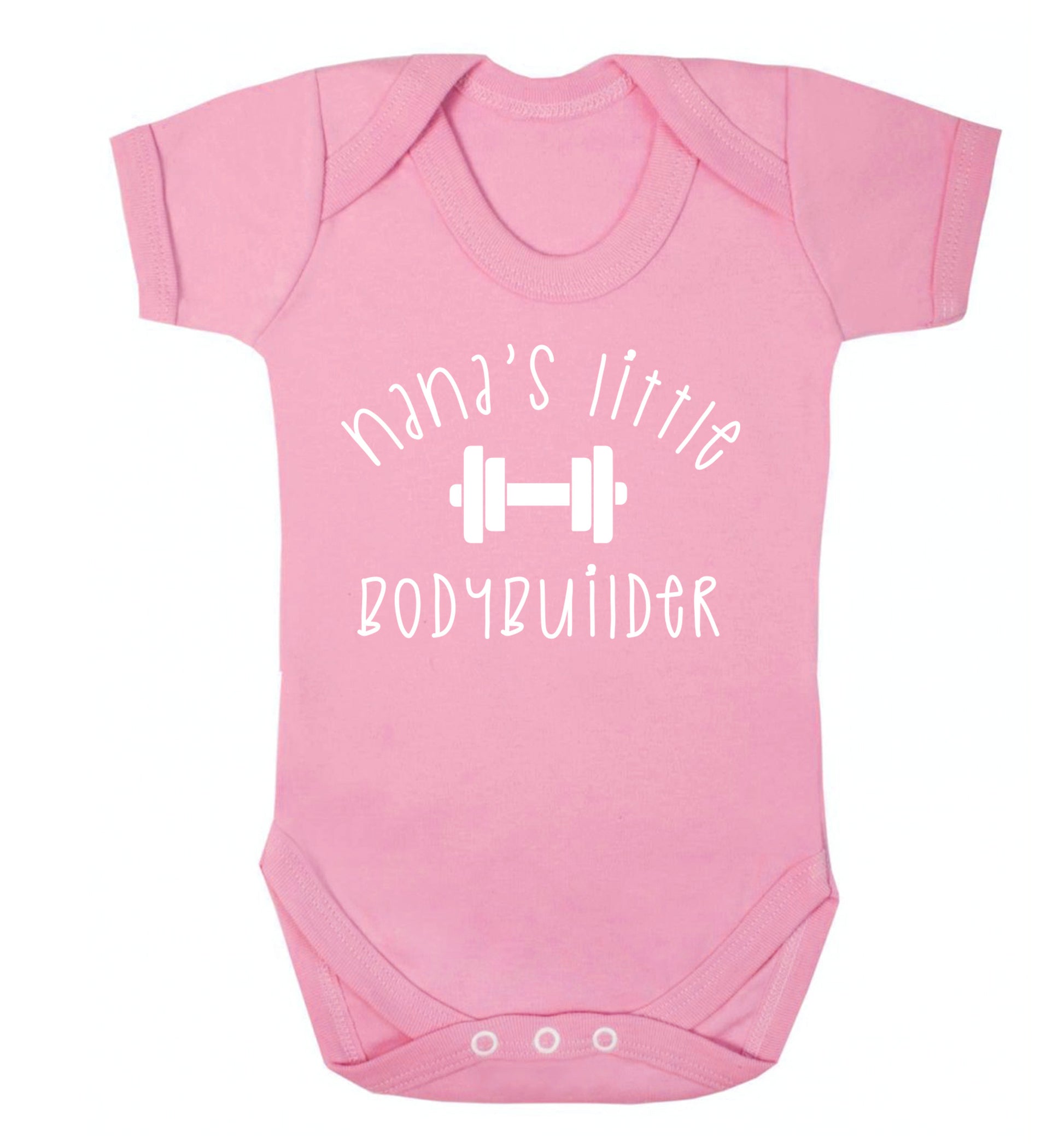 Nana's little bodybuilder Baby Vest pale pink 18-24 months