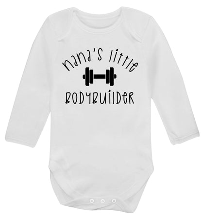 Nana's little bodybuilder Baby Vest long sleeved white 6-12 months