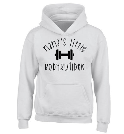 Nana's little bodybuilder children's white hoodie 12-14 Years