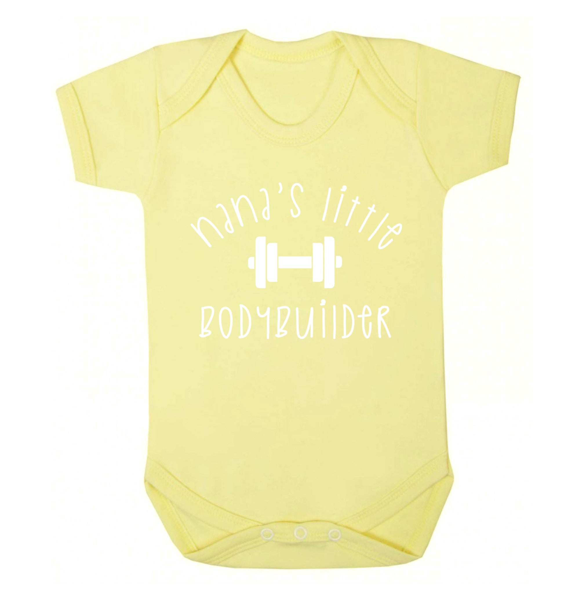 Nana's little bodybuilder Baby Vest pale yellow 18-24 months